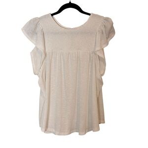 Gentle Fawn Women's White Flutter Sleeve Top- Size Small